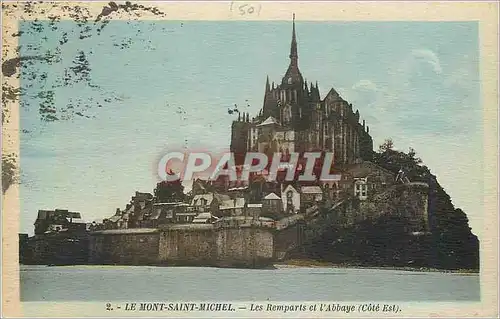 Cartes postales Le Mont Saint Michel Les Remparts et L'Abbaye (Cote Est)