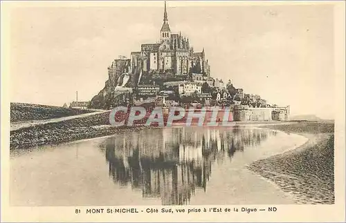 Cartes postales Mont Saint Michel Cote sud Vue Prise a L'Est de la Digue