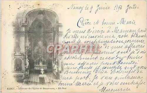 Cartes postales Nancy Interieur de L'Eglise Bonsecours (carte 1900)