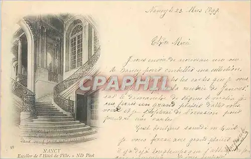 Cartes postales Nancy Escalier de l'Hotel de Ville (carte 1899)
