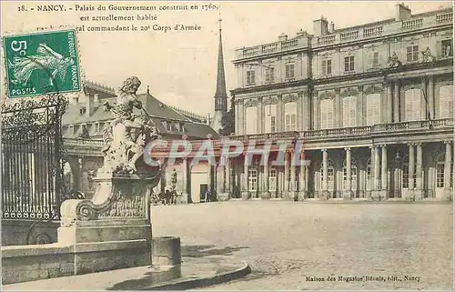 Cartes postales Nancy Palais du Gouvernement Construit en 1760 est Actuellement Habite