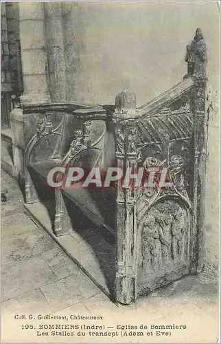 Cartes postales Bommiers (Indre) Eglise de Bommiers Les Stalles du Transept (Adam et Eve)