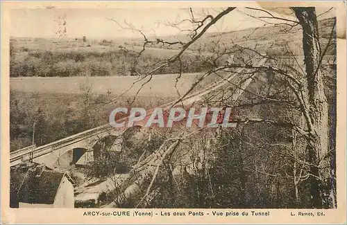 Cartes postales Arcy sur Cure (Yonne) Les Deux Ponts Vue Prise du Tunnel