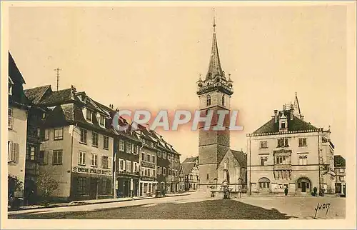Cartes postales Obernai (Bas Rhin) Place de l'Hotel de Ville et le Kapellturm