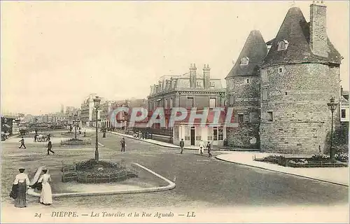 Cartes postales Dieppe les Tourelles et la Rue Aguado