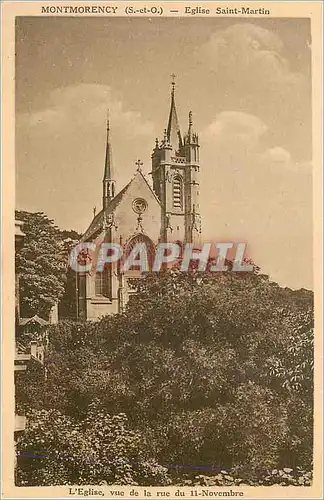 Cartes postales Montmorency (S et O) Eglise Saint Martin l'Eglise vue de la Rue du 11 Novembre