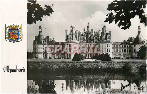 Moderne Karte Chambord les Chateaux de la Loire Facade sur le Miroir d'Eau Images de France