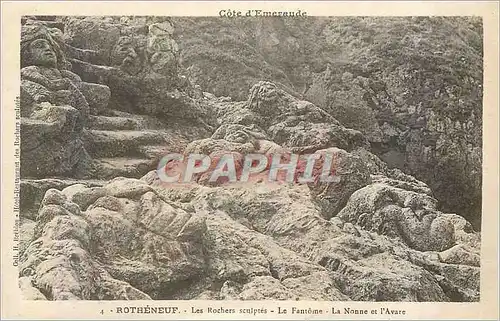 Cartes postales Rotheneuf Cote d'Emeraude Les Roches Sculptes Le Fantome La Nonne et l'Avare