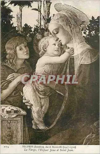 Cartes postales Filipepi (Sandro) dit il Botticelli (1445 1510) La Vierge L'Enfant Jesus et Saint Jean