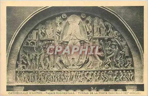 Cartes postales Cathedrale d'Autun Facade Occidentale Tympan de la Porte Centrale (XIIe Siecle)