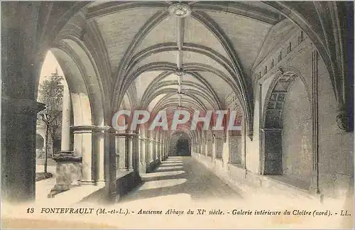 Cartes postales Pontevrault (M et L) Ancienne Abbaye du XIe Siecle Galerie Interieur du Cloitre (Nord)