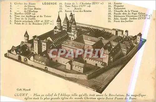 Ansichtskarte AK Cluny Plan en Relief de l'Abbaye Telle Qu'elle Etait avant la Renovation