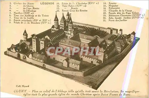 Cartes postales Cluny Plan en Relief de l'Abbaye Telle Qu'elle Etait avant la Renovation
