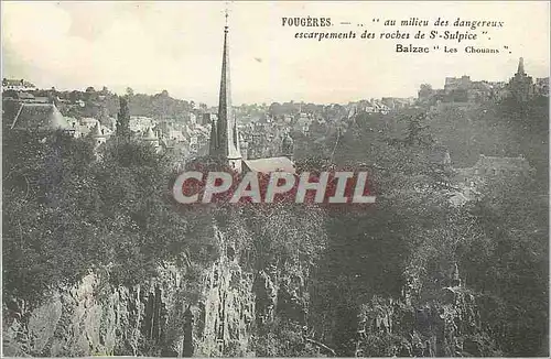 Cartes postales Fougeres Mont St Michel au Milieu des Dangereux Escarpements des Roches de St Sulpice Balzac les