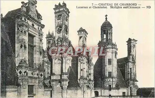 Cartes postales Chateau de Chambord Lucarnes et Cheminees