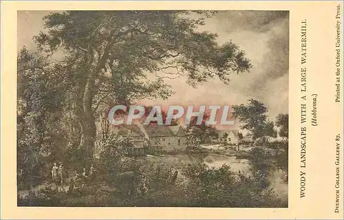Cartes postales Dulwich College Gallery Woody Landscape with a Large Watermill (Hobbema)