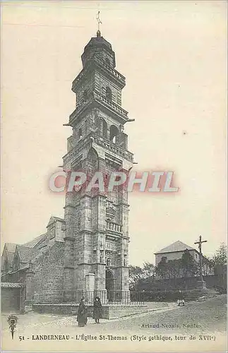 Cartes postales Landerneau L'Eglise St Thomas (Style Gothique Tour du XVIIe)