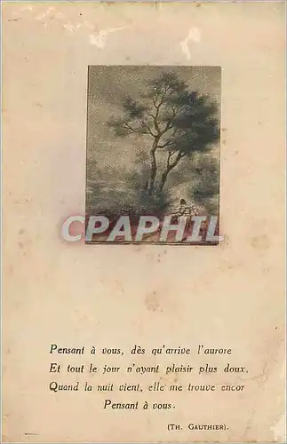 Cartes postales Pensant a Vous des qu'Arrive l'Aurore et Tout le Jour n'Ayant Plaisr plus doux (Th Gauthier)