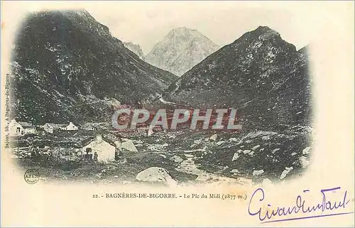 Cartes postales Bagneres de Bigorre le Pic du Midi ( 2877m) (carte 1900)