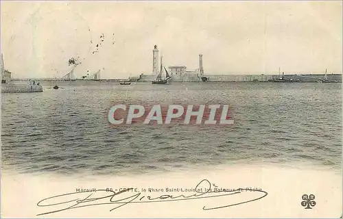 Cartes postales Herault le Phare Saint Louis et les Bateaux de Peche (carte 1900)