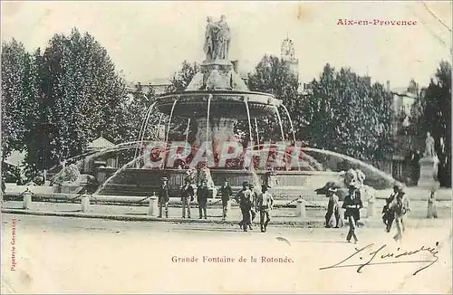 Ansichtskarte AK Aix en Provence Grande Fontaine de la Rotonde  (carte 1900)