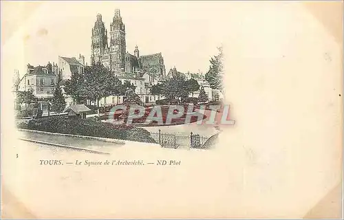 Ansichtskarte AK Tours le Square de l'Archeveche (carte 1900)