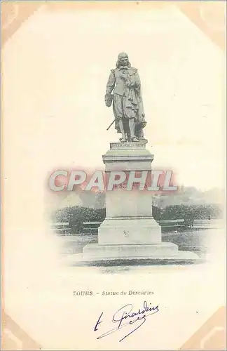 Cartes postales Tours Statue de Descartes (carte 1900)