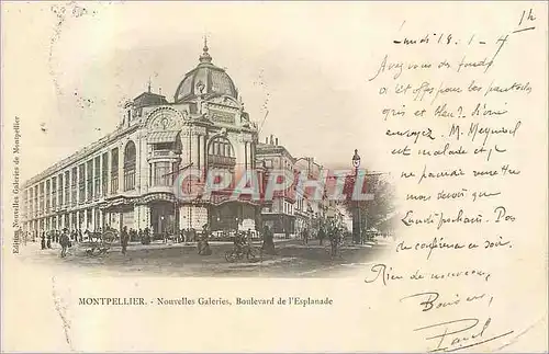 Ansichtskarte AK Montpellier Nouvelles Galeries Boulevard de l'Esplanade (carte 1900)