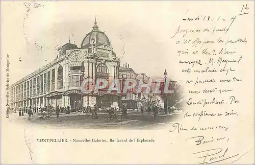 Cartes postales Montpellier Nouvelles Galeries Boulevard de l'Esplanade (carte 1900)