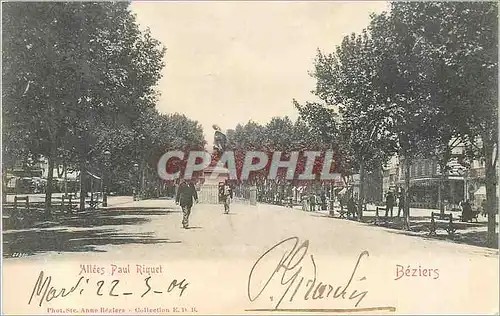 Cartes postales Beziers Allees Paul Riquet (carte 1900)