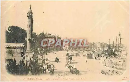 Ansichtskarte AK Bordeaux Les colonnes rostrales et les quais Nord  (carte 1900)