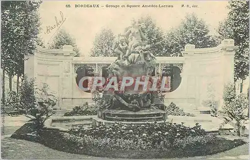 Cartes postales Bordeaux Groupe et Square Amedee Larrieu (carte 1900)