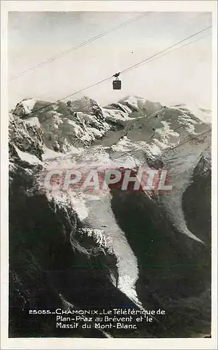Cartes postales moderne Chamonix Le Teleferique de Plan Praz au Brevent et le Massif du Mont Blanc
