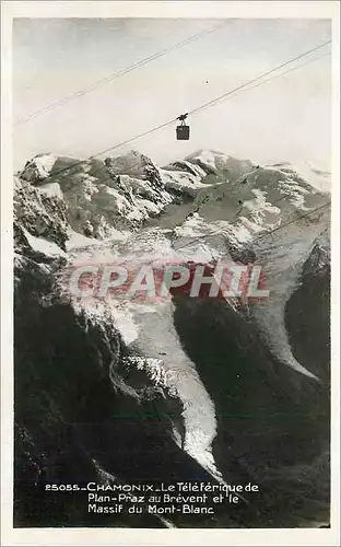 Moderne Karte Chamonix Le Teleferique de Plan Praz au Brevent et le Massif du Mont Blanc