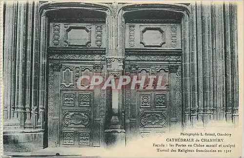 Ansichtskarte AK Cathedrale de Chambery Facade Les Portes en Chene Massif et Sculpte