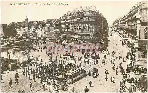 Ansichtskarte AK Marseille Rue de la Republique Tramway