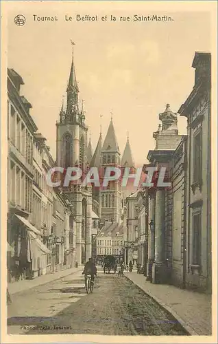 Cartes postales Tournai Le Beffroi et la Rue Saint Martin