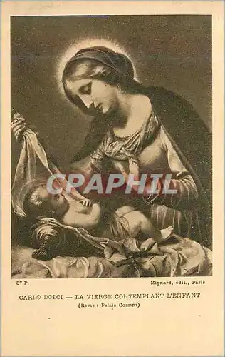 Cartes postales Carlo Dolci La Vierge Contemplant l'Enfant (Rome Palais Coraini)