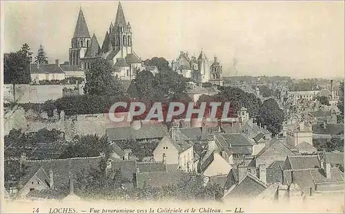 Cartes postales Loches Vue Panoramique vers la Collegiale et le Chateau