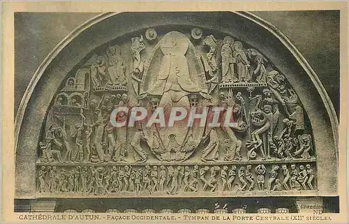 Cartes postales Cathedrale d'Autun Facade Occidentale Tympan de la Porte  Centrale (XIIe Siecle)