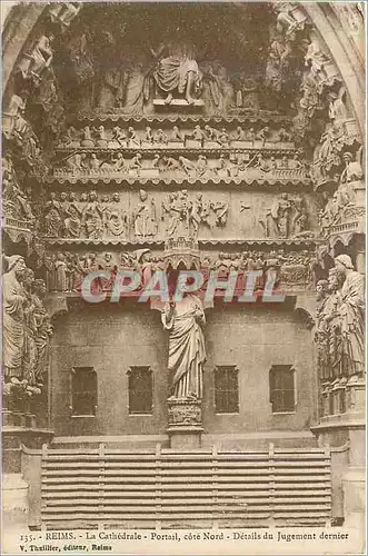 Cartes postales Reims La Cathedrale Portail Cote Nord Detail du Jugement Dernier