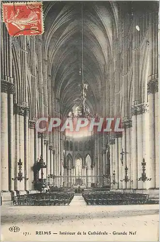 Cartes postales Reims Interieur de la Cathedrale Grande Nef