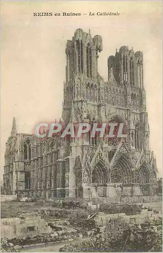 Ansichtskarte AK Reims en Ruines La Cathedrale