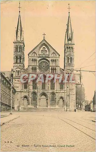 Cartes postales Reims Eglise Saint Remi Grand Portail