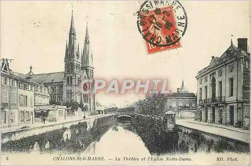 Cartes postales Chalons sur Marne Le Theatre et l'Eglise Notre Dame