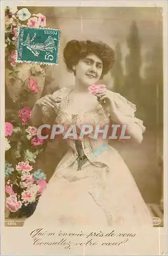 Cartes postales Qui M'Envoie Pres de Vous Consultez Votre C�ur Femme