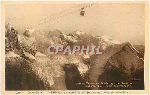 Cartes postales Chamonix Teleferique de Plan Praz au Brevent et Chaine du Mont Blanc