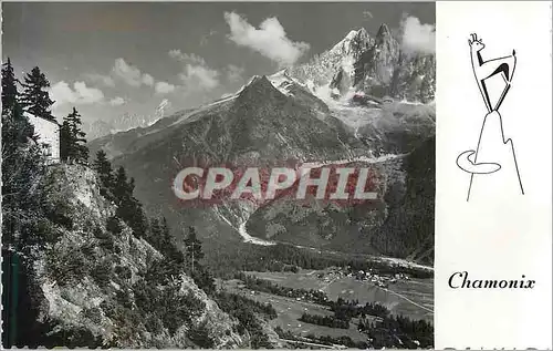 Cartes postales moderne Chamonix (Haute Savoie) Alt 1050 m L'Aiguille Verte L'Aiguille sans Nom et L'Aiguille du Dru