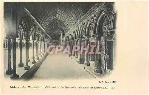 Cartes postales Abbaye du Mont Saint Michel La Merveille Galeries du Cloitre (XIIIe S)