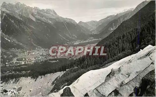 Moderne Karte Vallee de Chamonix Glacier des Bossons (1425 m) Grotte du Mont Blanc